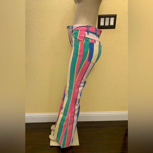 NWOT Free People x Wrangler Size 25x32 Wanderer 622 Rainbow Pop High Rise Jeans - Picture 7 of 16